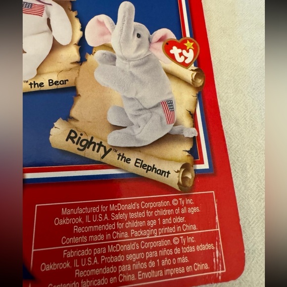 Ty Beanie Babies McDonald's 2000 Righty the Elephant Collectible Y2K USA - Picture 6 of 7